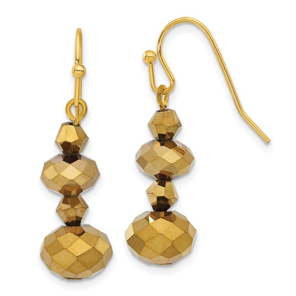 1928 Jewelry Brass-tone Light Colorado Faceted Glass Beads Dangle Earrings